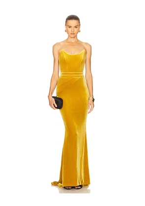 Zhivago Reine De Reinettes Velvet Gown in Mustard. Size 12. Also in 6.
