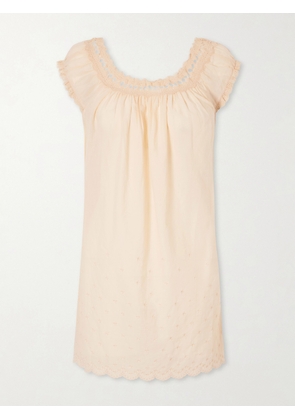 DÔEN - Lelia Embroidered Organic Cotton-voile Mini Dress - Orange - xx small,x small,small,medium,large,x large,xx large