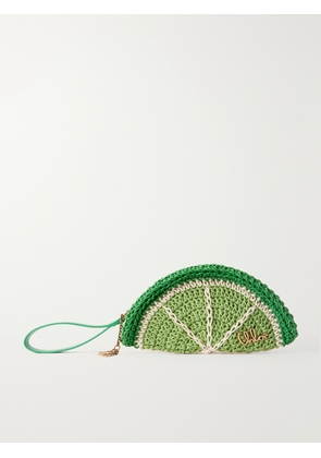 Chloé - Chloé Tropicus Leather-trimmed Woven Cotton Clutch - Green - One size