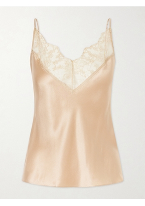 Carine Gilson - Lace-trimmed Silk-satin Camisole - Brown - x small,small,medium,large,x large