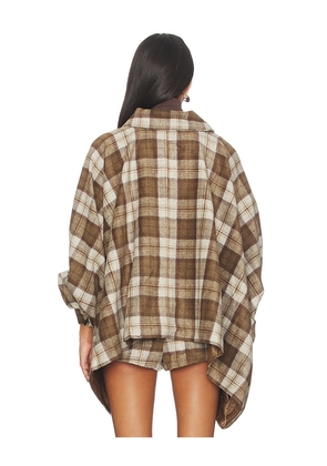 Understated Leather Plaid Western Cape in Cream. Size L/XL. Also in M/L.