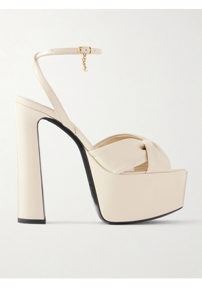 SAINT LAURENT - Franciane Leather Sandals - Neutrals - EU 36,EU 37,EU 38,EU 38.5,EU 39,EU 40