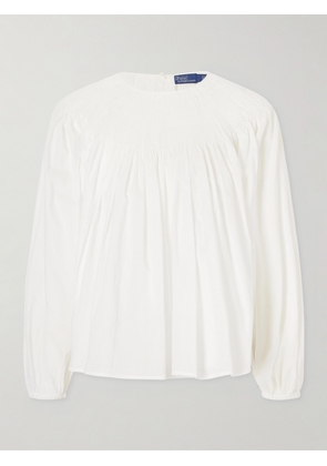 Polo Ralph Lauren - Ruched Cotton-poplin Blouse - White - xx small,x small,small,medium,large,x large