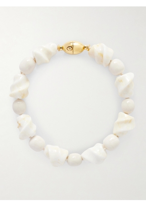 Lizzie Fortunato - Salamanca Gold-tone Porcelain Beaded Choker - White - One size
