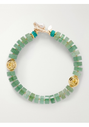 Lizzie Fortunato - Nautilus Gold-tone, Pearl And Quartz Necklace - Green - One size
