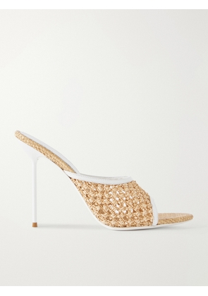 Paris Texas - Lidia Leather-trimmed Straw Mules - Neutrals - IT36,IT36.5,IT37,IT37.5,IT38,IT38.5,IT39,IT39.5,IT40,IT40.5,IT41,IT41.5,IT42