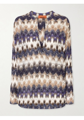 Missoni - Metallic Crochet-knit Blouse - Blue - x small,small,medium,large,x large