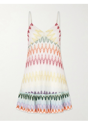 Missoni - Scalloped Striped Metallic Crochet-knit Mini Dress - White - IT38,IT40,IT42,IT44,IT46,IT48
