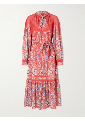 Etro - Floral-print Chiffon Midi Dress - Red - IT36,IT38,IT40,IT42,IT44,IT46,IT48,IT50