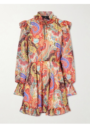 Etro - Ruffled Paisley-print Chiffon Mini Dress - Multi - IT36,IT38,IT40,IT42,IT44,IT46,IT48,IT50