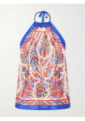 Etro - Cropped Printed Silk-satin Halterneck Top - Multi - One size