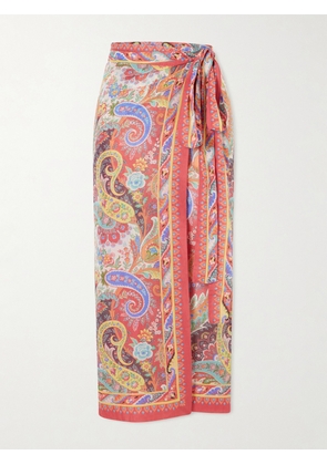 Etro - Paisley-print Voile Coverup - Burgundy - One size