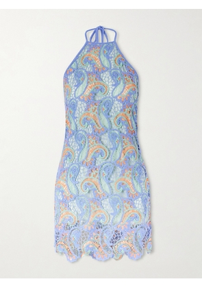 Etro - Crocheted Halterneck Mini Dress - Blue - IT36,IT38,IT40,IT42,IT44,IT46,IT48