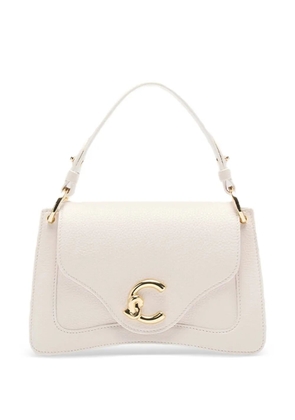 Coccinelle small C-me logo hardware leather shoulder bag - White