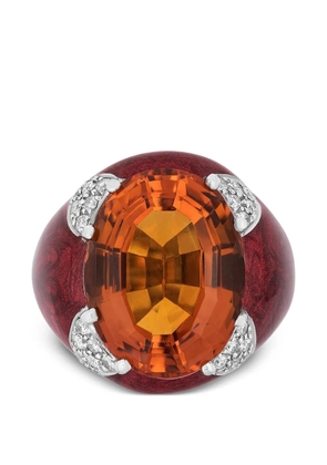 Andreoli diamond citrine red oval ring - Silver