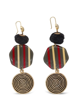 Enrico Coveri Vintage striped drop earrings - Gold