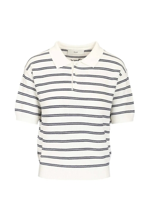 DUNST striped knitted polo top - White