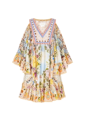 Camilla The Architects of Alcázar drop-shoulder ruffled mini dress - Neutrals