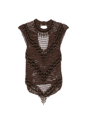 Bless beaded crochet top - Brown