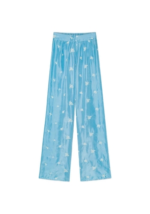 Forte Forte floral-pattern trousers - Blue