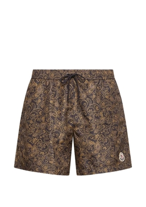 Moncler paisley drawstring swim shorts - Brown