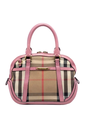 Burberry Pre-Owned 2000-2017 Small Leather Trimmed House Check Canvas Bridle Orchard satchel - Brown