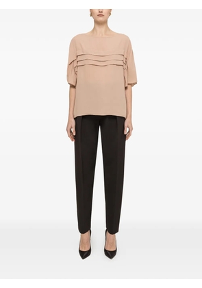 NISSA pleat-detail chiffon top - Neutrals