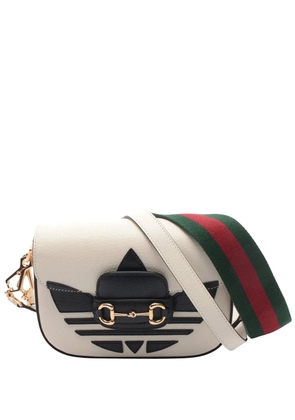 Gucci Pre-Owned 2016-2025 Adidas Small Leather Web Horsebit 1955 crossbody bag - White