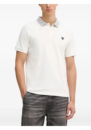 GUESS USA patterned collar logo polo shirt - Neutrals