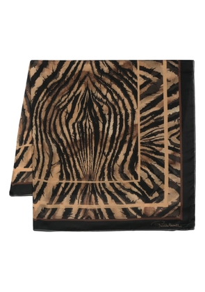 Roberto Cavalli tiger-print silk scarf - Brown