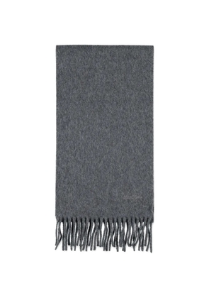 Max Mara embroidered logo fringe scarf - Grey