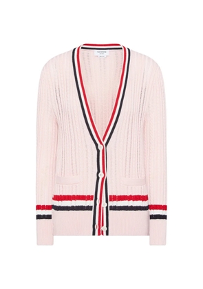 Thom Browne stripe-ladder cable cardigan - Pink