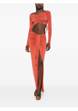 Balmain ruched long-sleeved top - Orange