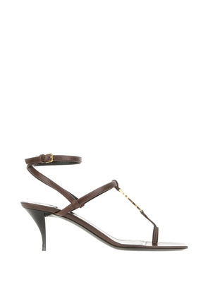 Saint Laurent logo-detail heeled sandals - Brown