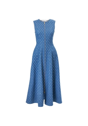 Carolina Herrera polka dot denim A-line midi dress - Blue