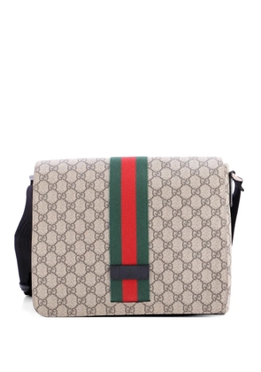 Gucci Pre-Owned Web Flap Messenger Bag GG Coated Canvas Medium crossbody bag - Brown