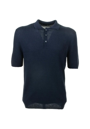 Tagliatore ribbed short-sleeve polo shirt - Blue