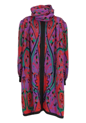 Valentino Garavani Pre-Owned 1980s jacquard wool cardi-coat - Purple