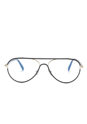 TOM FORD Eyewear FT5897B logo-engraved pilot-frame glasses - Black