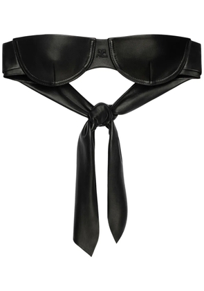 Courrèges knot leather bra top - Black