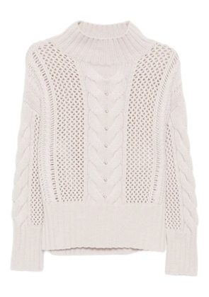 N.Peal mock-neck cable sweater - Neutrals