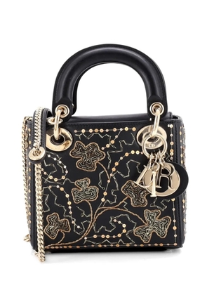 Christian Dior Pre-Owned Lady Dior Chain Bag Embroidered Calfskin Mini satchel - Black