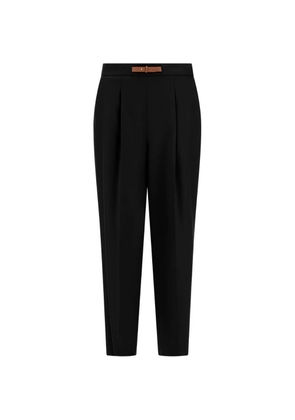Herno leather strap pleated trousers - Black
