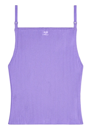 Courrèges logo-embroidered ribbed tank top - Purple