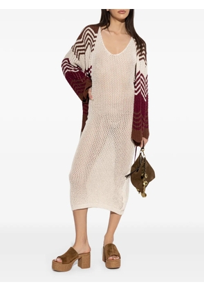 Akep V-neck crochet-knit midi dress - Neutrals