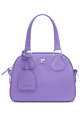 Courrèges logo leather mini bowling bag - Purple