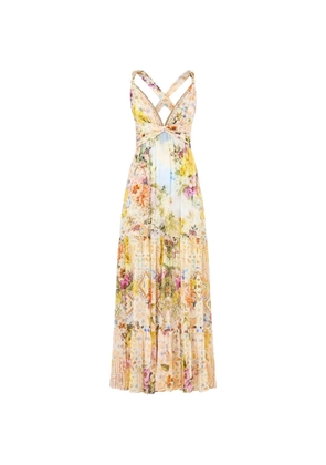 Camilla bead strap gathered-panel midi dress - Neutrals