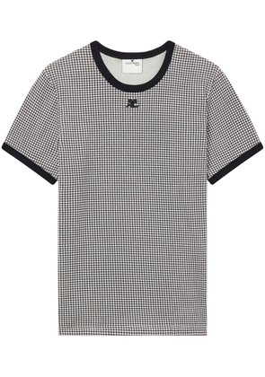 Courrèges houndstooth-pattern cotton T-shirt - Black