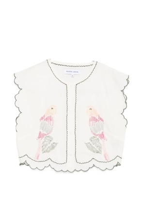Maison Labiche embroidery scalloped top - Neutrals