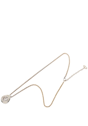 Christian Dior Pre-Owned 20th Century Gold Plated Logo Tear Drop Rhinestones Pendant Necklace costume necklace